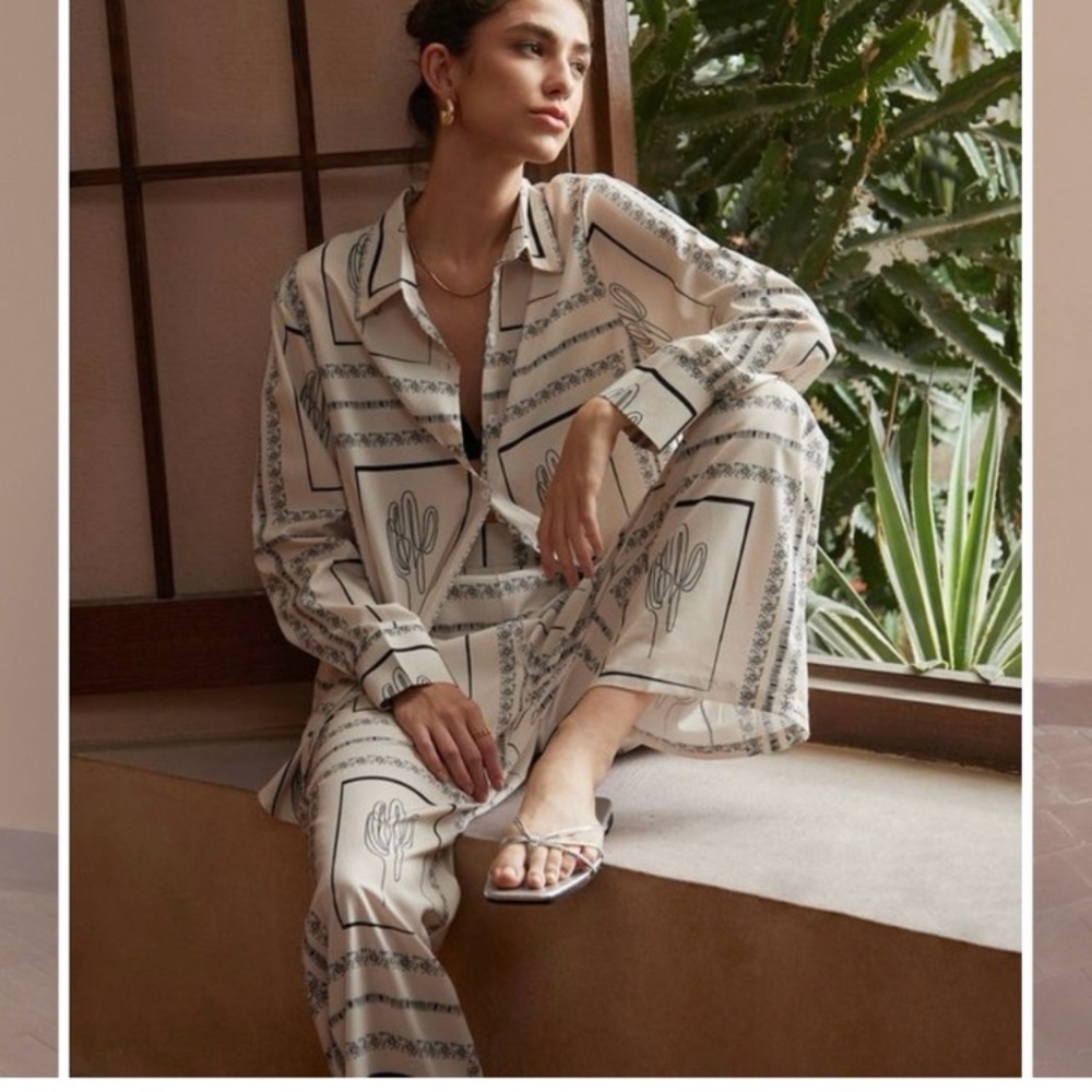 Beige Cactus Print Set
